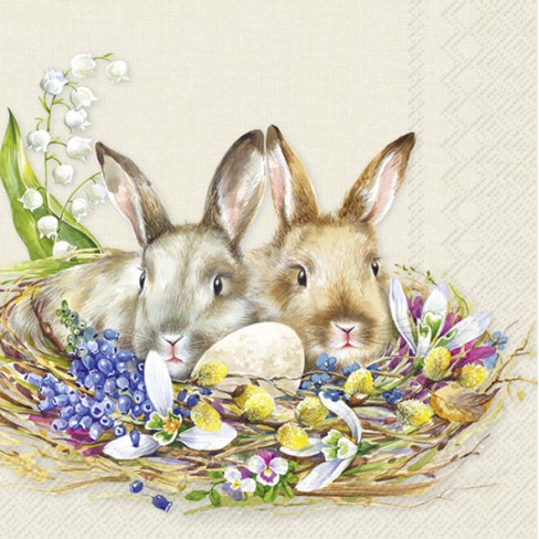 Салфетки 20бр Cuddly Bunnies екрю Салфетки 20бр Cuddly Bunnies екрю